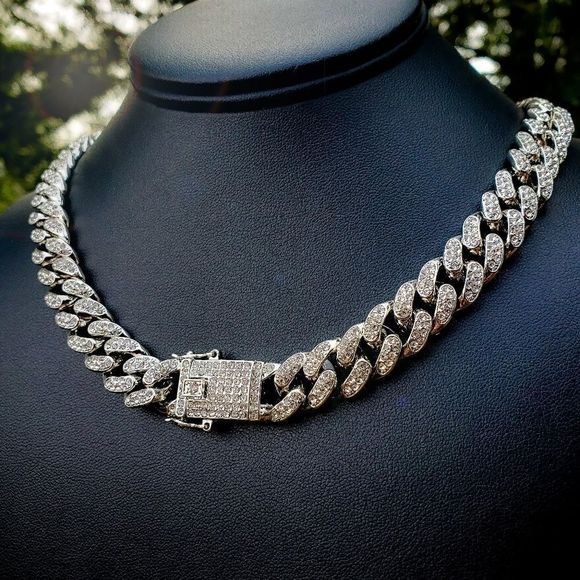 Iced out Hip Hop Bling Bling Chain Set - Picture 2 of 3